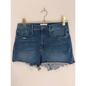 FRAME Le Brigitte Short Denim Cut Off Frayed Hem Blue Jeans Size 27